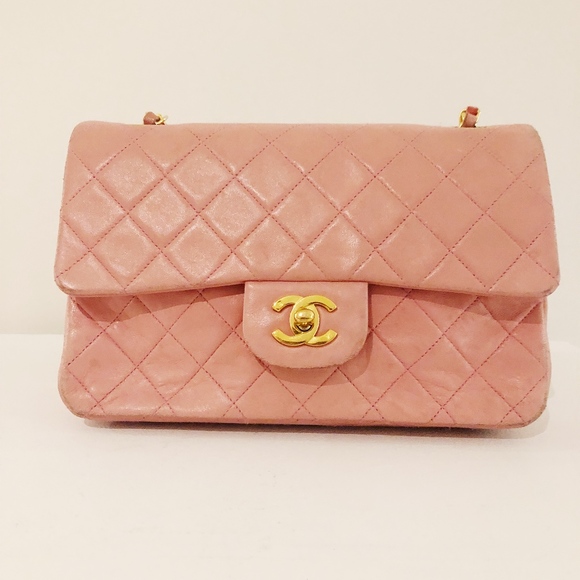 Authentic pink CHANEL Lambskin Double Flap Bag - Picture 4 of 8